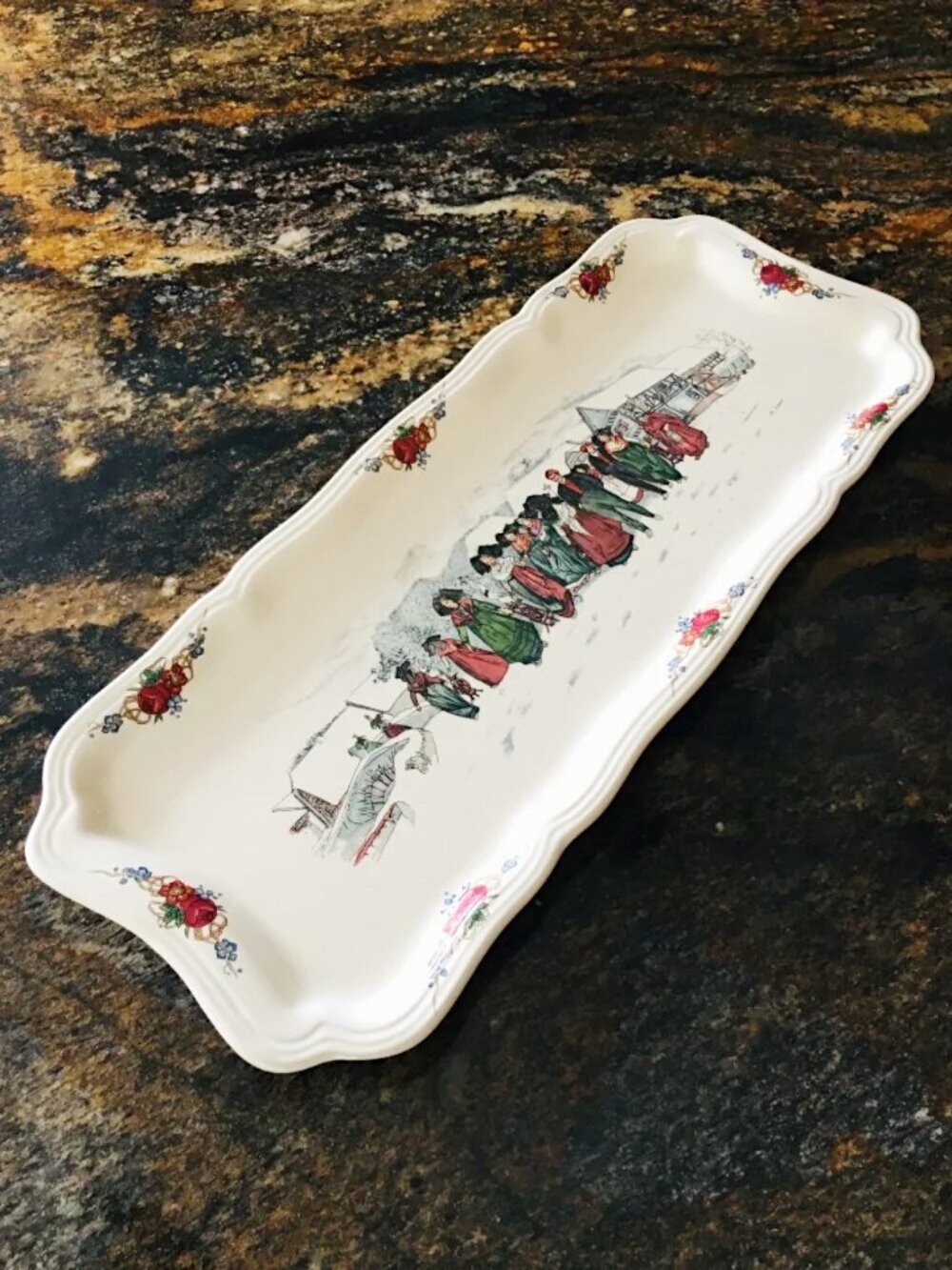 VTG Sarreguemines Obernai Henri Loux French Faience Ceramic Large Sandwich Tray